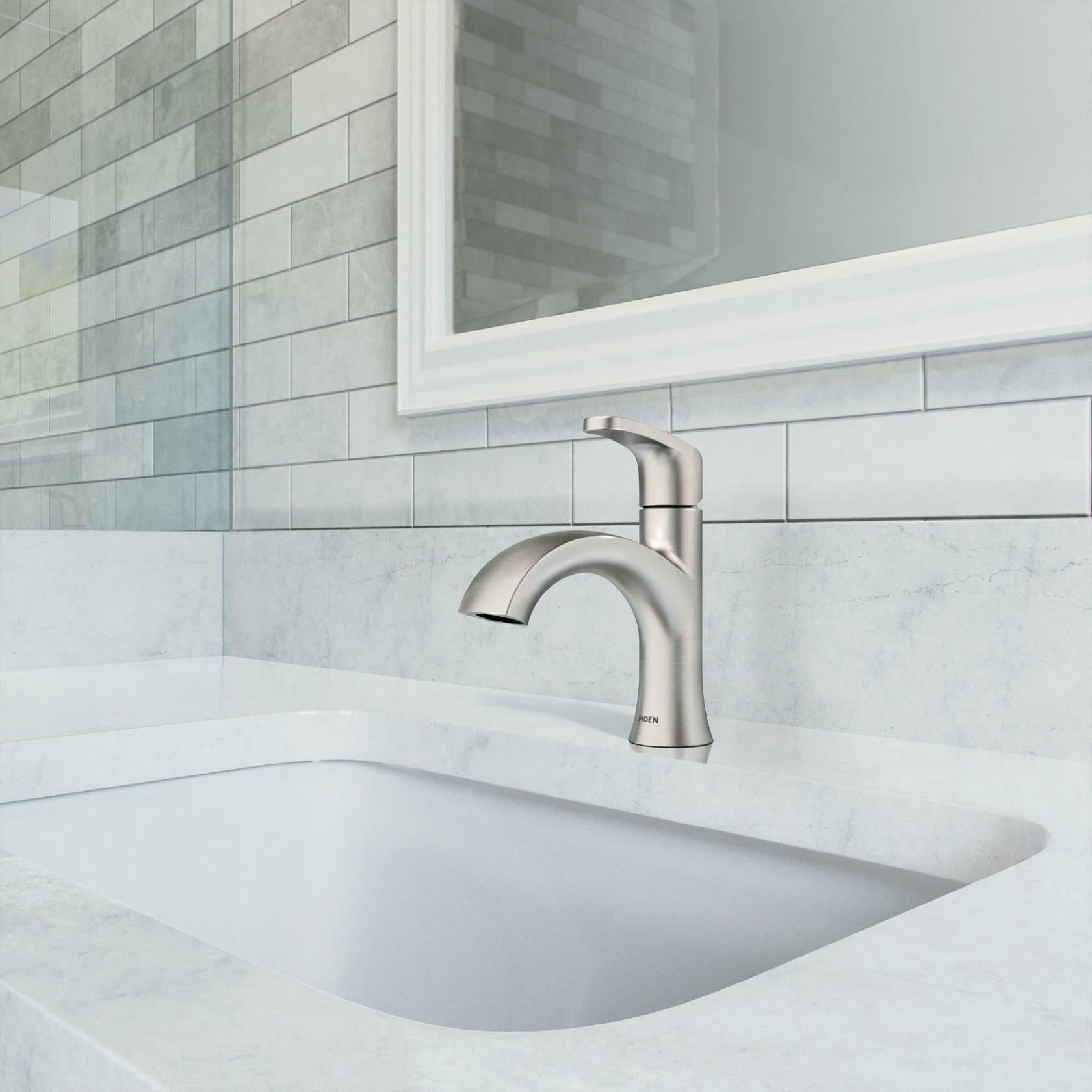 MOEN Karis 84346SRN Single Hole Single Handle Bathroom Faucet in Spot Resist Brushed Nickel