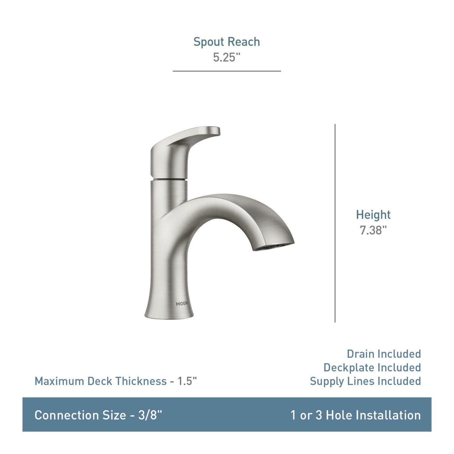 MOEN Karis 84346SRN Single Hole Single Handle Bathroom Faucet in Spot Resist Brushed Nickel