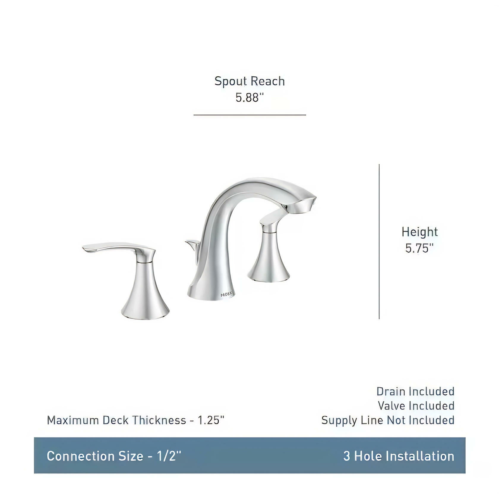 MOEN Darcy WS84551 8 in. Widespread 2-Handle High-Arc Bathroom Faucet in Chrome