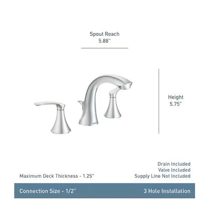 MOEN Darcy WS84551 8 in. Widespread 2-Handle High-Arc Bathroom Faucet in Chrome