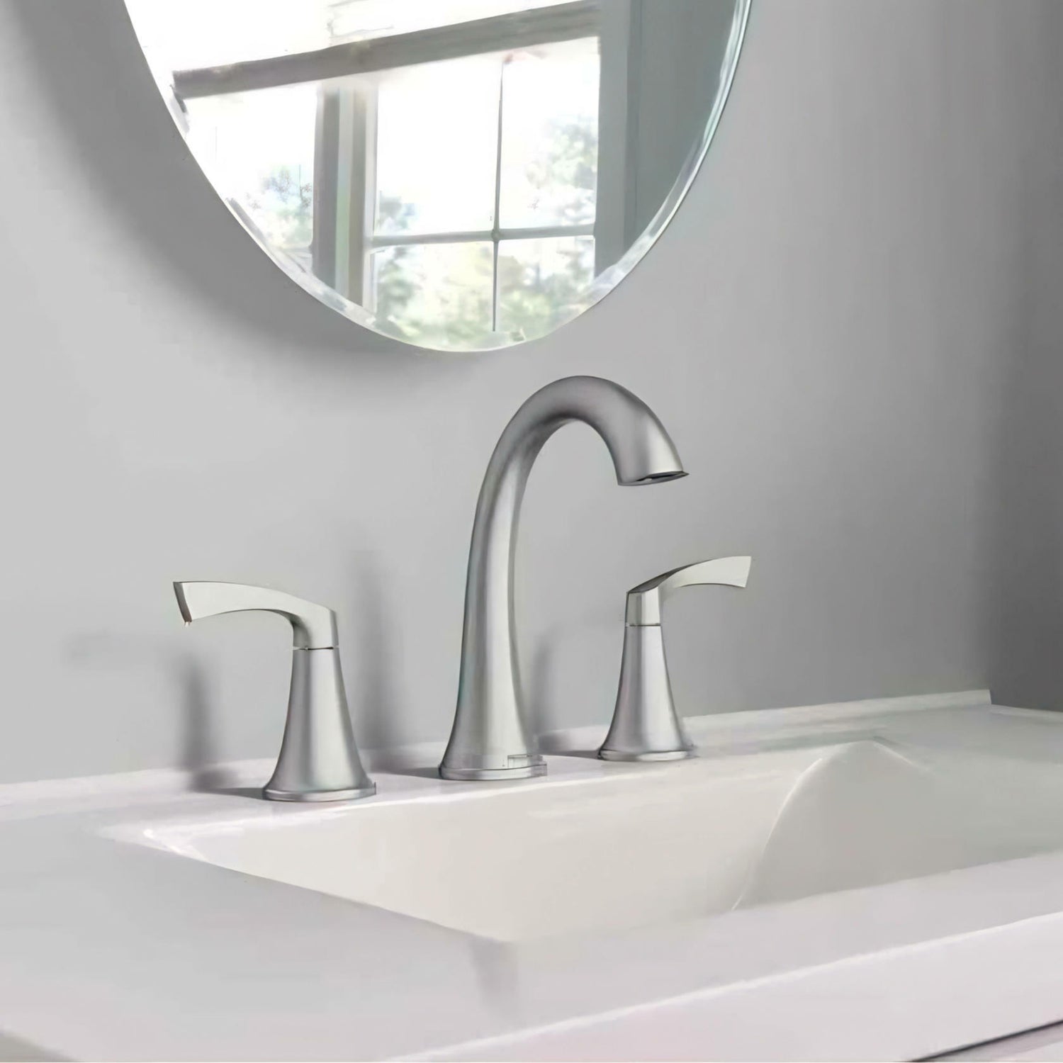 MOEN Korek 84468SRN Widespread Double Handle High-Arc Bathroom Faucet in Spot Resist Brushed Nickel (Valve Included)