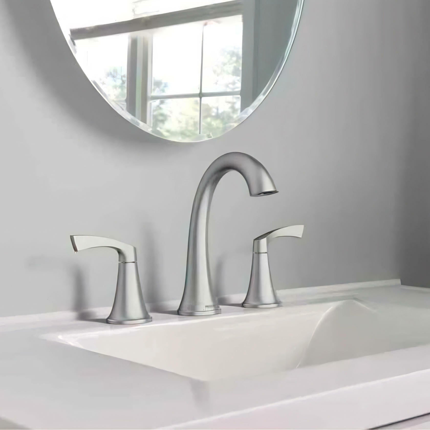 MOEN Korek 84468SRN Widespread Double Handle High-Arc Bathroom Faucet in Spot Resist Brushed Nickel (Valve Included)