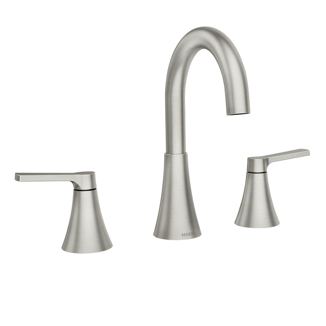 MOEN Mikah 84312SRN Two-Handle Widespread Bathroom Sink Faucet in Spot Resist Brushed Nickel