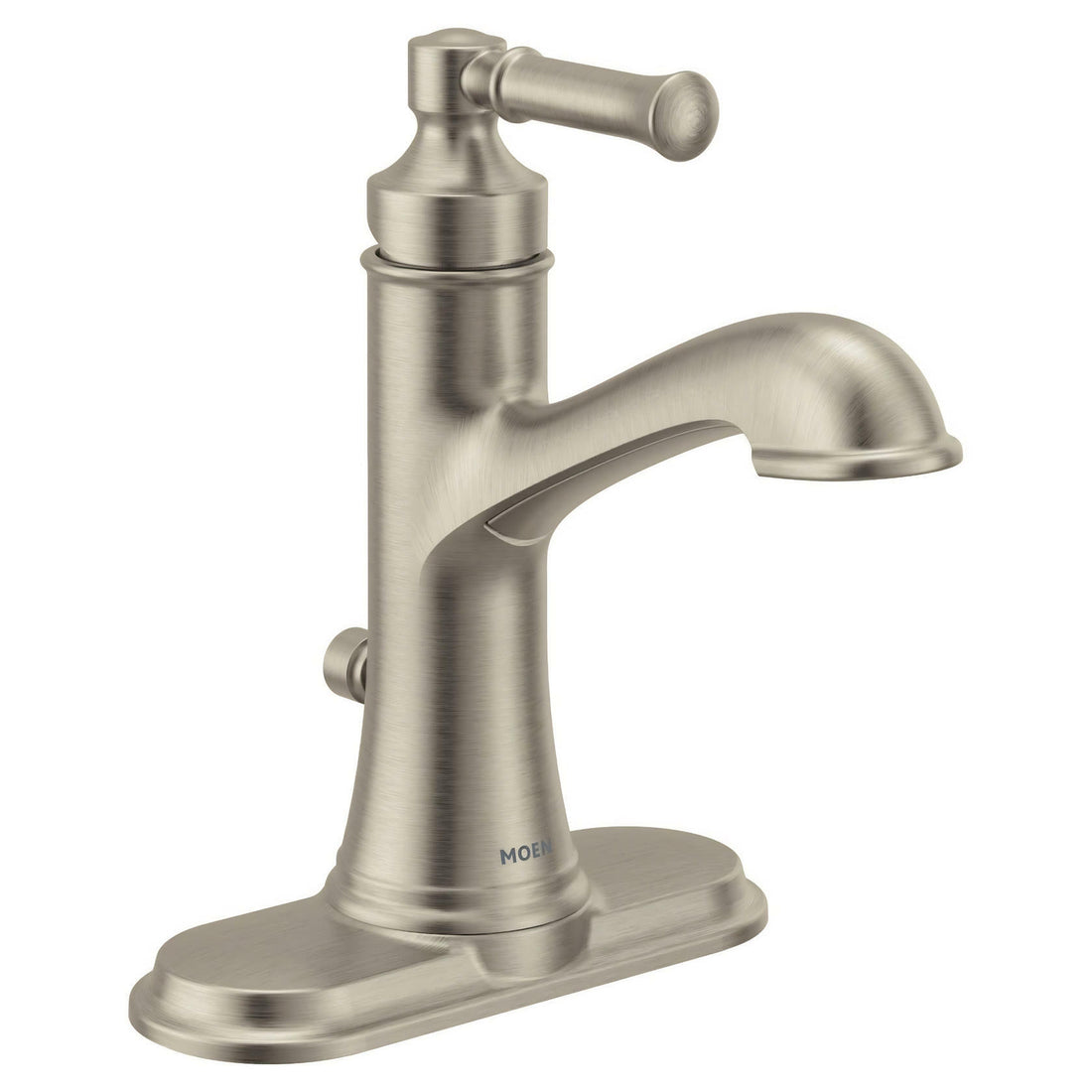 MOEN Dartmoor 6803BN 1-Handle 1-Hole Bathroom Faucet with Drain Kit Included in Brushed Nickel