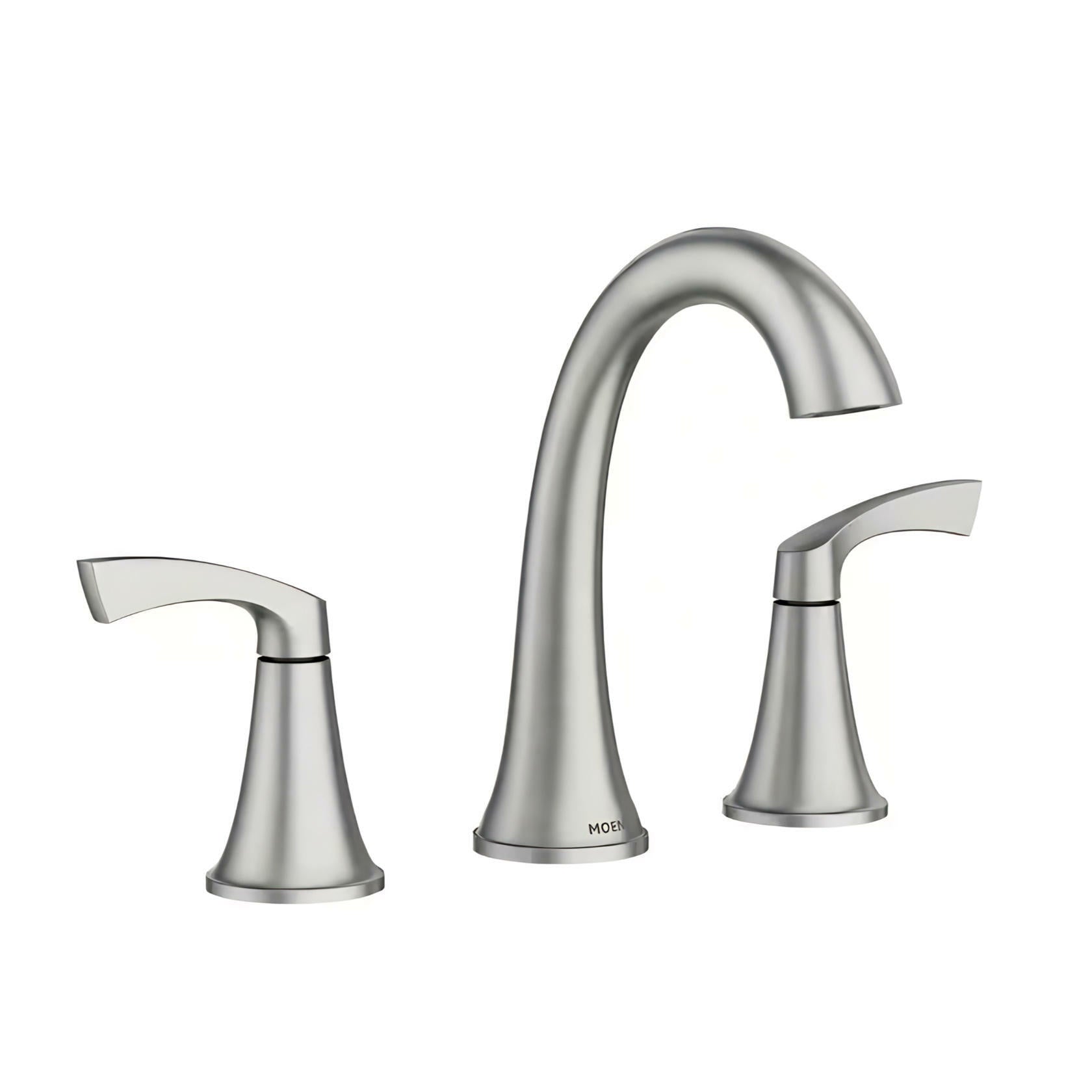 MOEN Korek 84468SRN Widespread Double Handle High-Arc Bathroom Faucet in Spot Resist Brushed Nickel (Valve Included)
