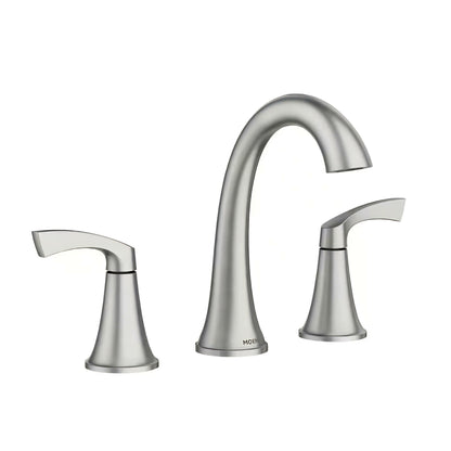 MOEN Korek 84468SRN Widespread Double Handle High-Arc Bathroom Faucet in Spot Resist Brushed Nickel (Valve Included)
