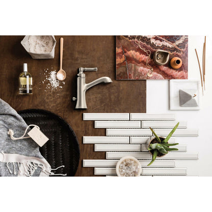 MOEN Dartmoor 6803BN 1-Handle 1-Hole Bathroom Faucet with Drain Kit Included in Brushed Nickel