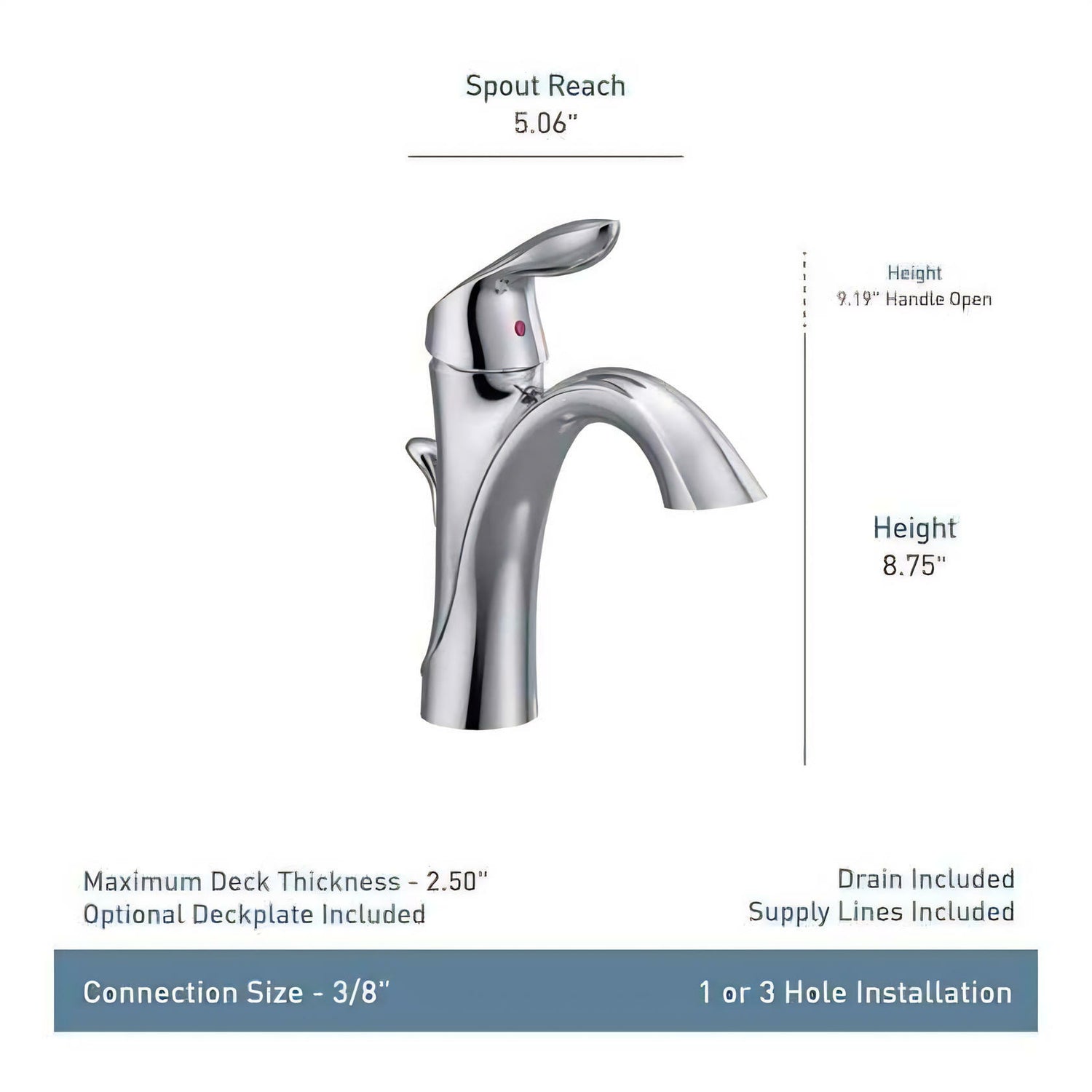 MOEN Eva 6400BN Single-Handle Single Hole High-Arc Bathroom Faucet in Brushed Nickel