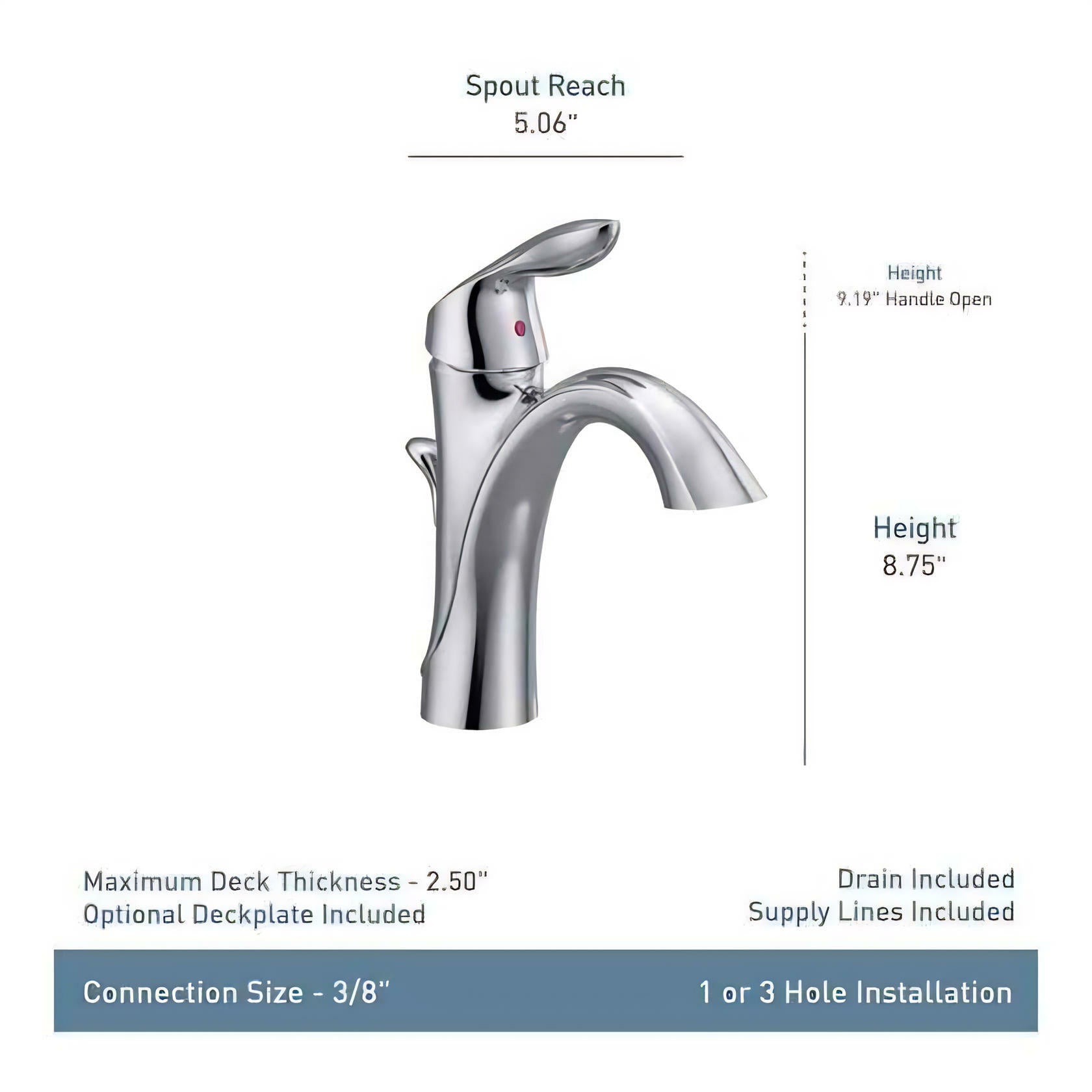 MOEN Eva 6400BN Single-Handle Single Hole High-Arc Bathroom Faucet in Brushed Nickel