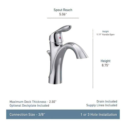 MOEN Eva 6400BN Single-Handle Single Hole High-Arc Bathroom Faucet in Brushed Nickel