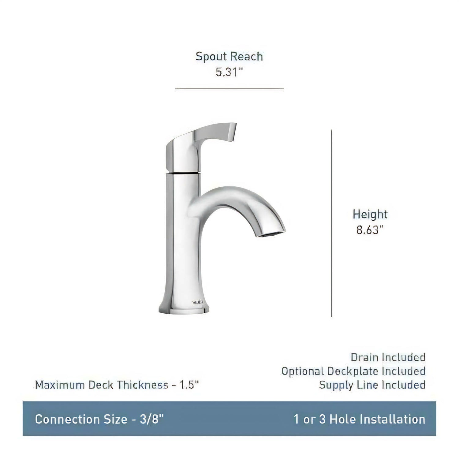 MOEN Korek 84466 Single Handle Single Hole Bathroom Faucet in Chrome