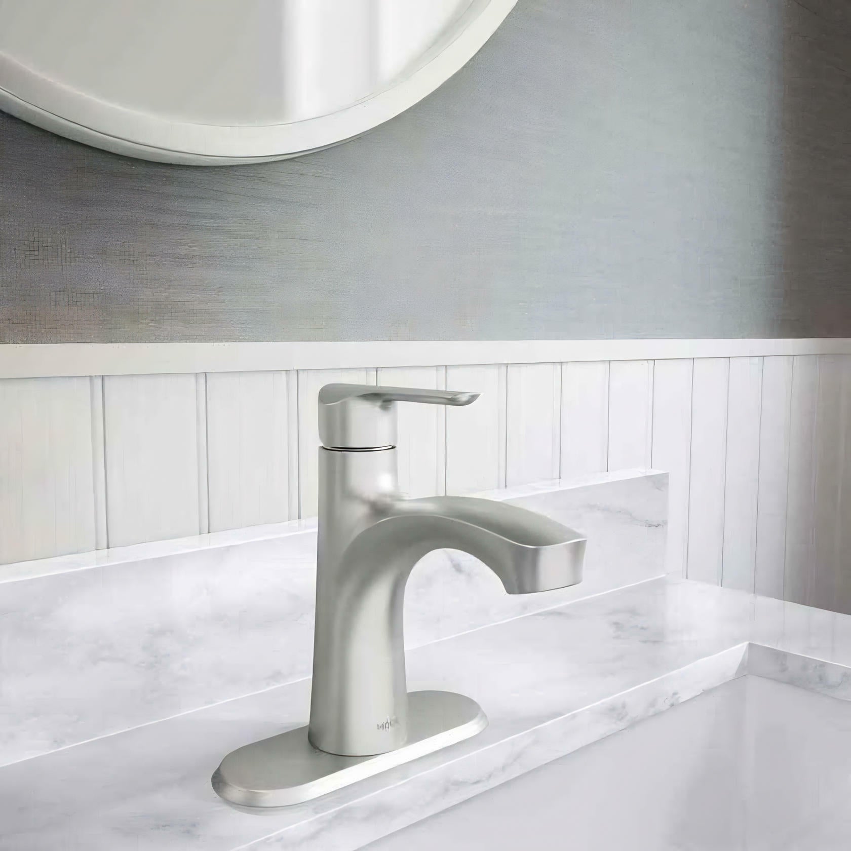 MOEN Findlay 84516SRN Single-Handle Single-Hole Bathroom Faucet in Spot Resist Brushed Nickel
