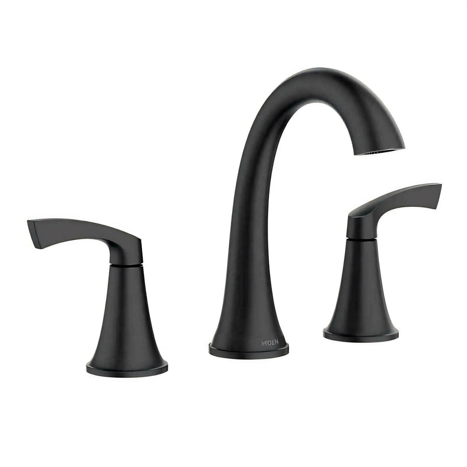 MOEN Korek 84468BL Widespread Double Handle High-Arc Bathroom Faucet with Valve in Matte Black