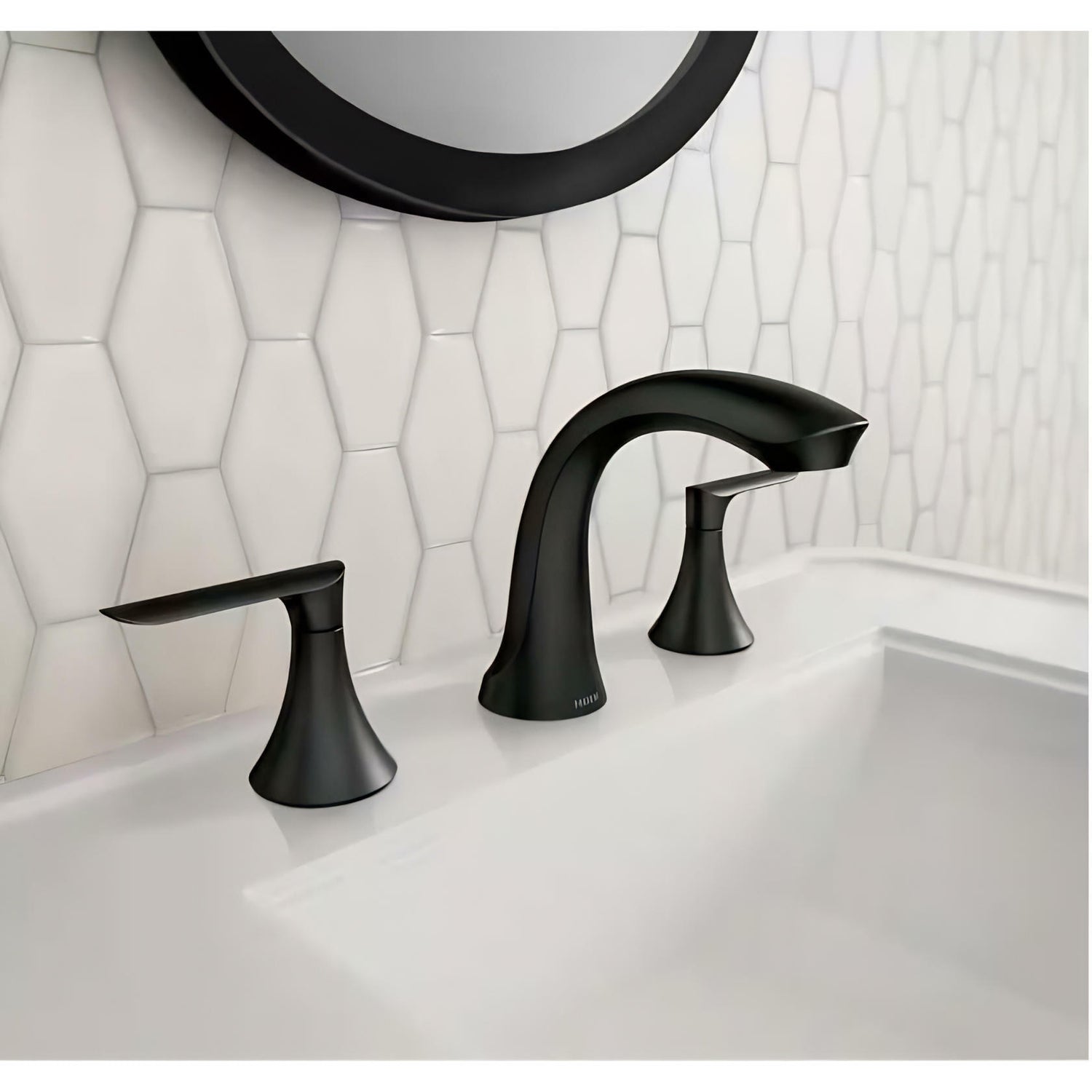 MOEN Findlay 84517BL Widespread 2-Handle Bathroom Faucet in Matte Black (Valve Included)