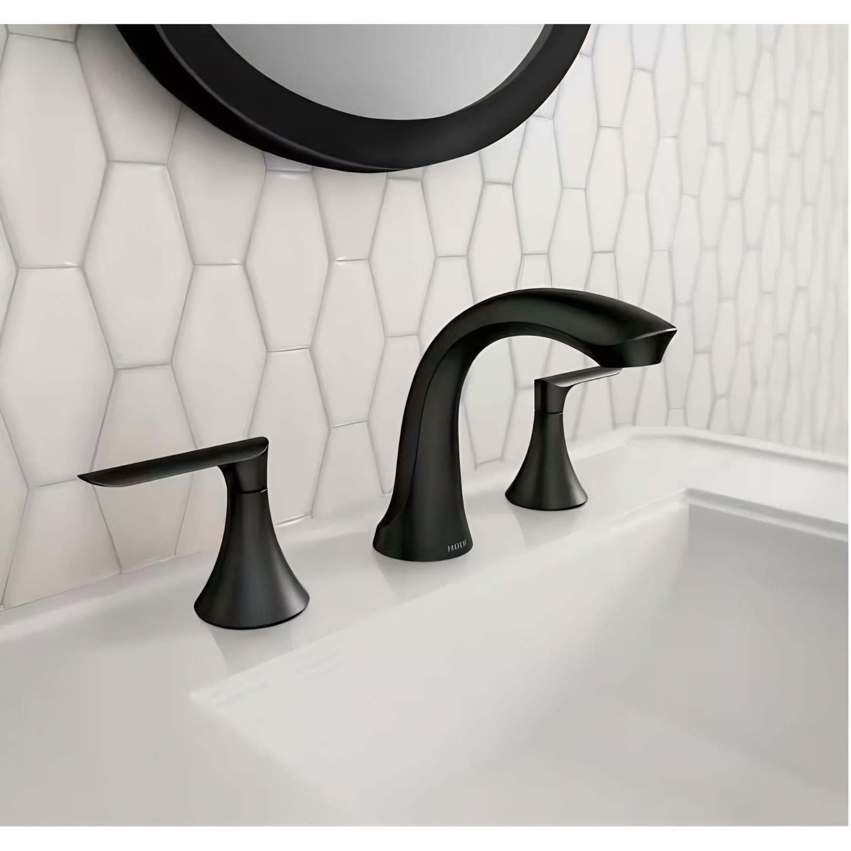 MOEN Findlay 84517BL Widespread 2-Handle Bathroom Faucet in Matte Black (Valve Included)