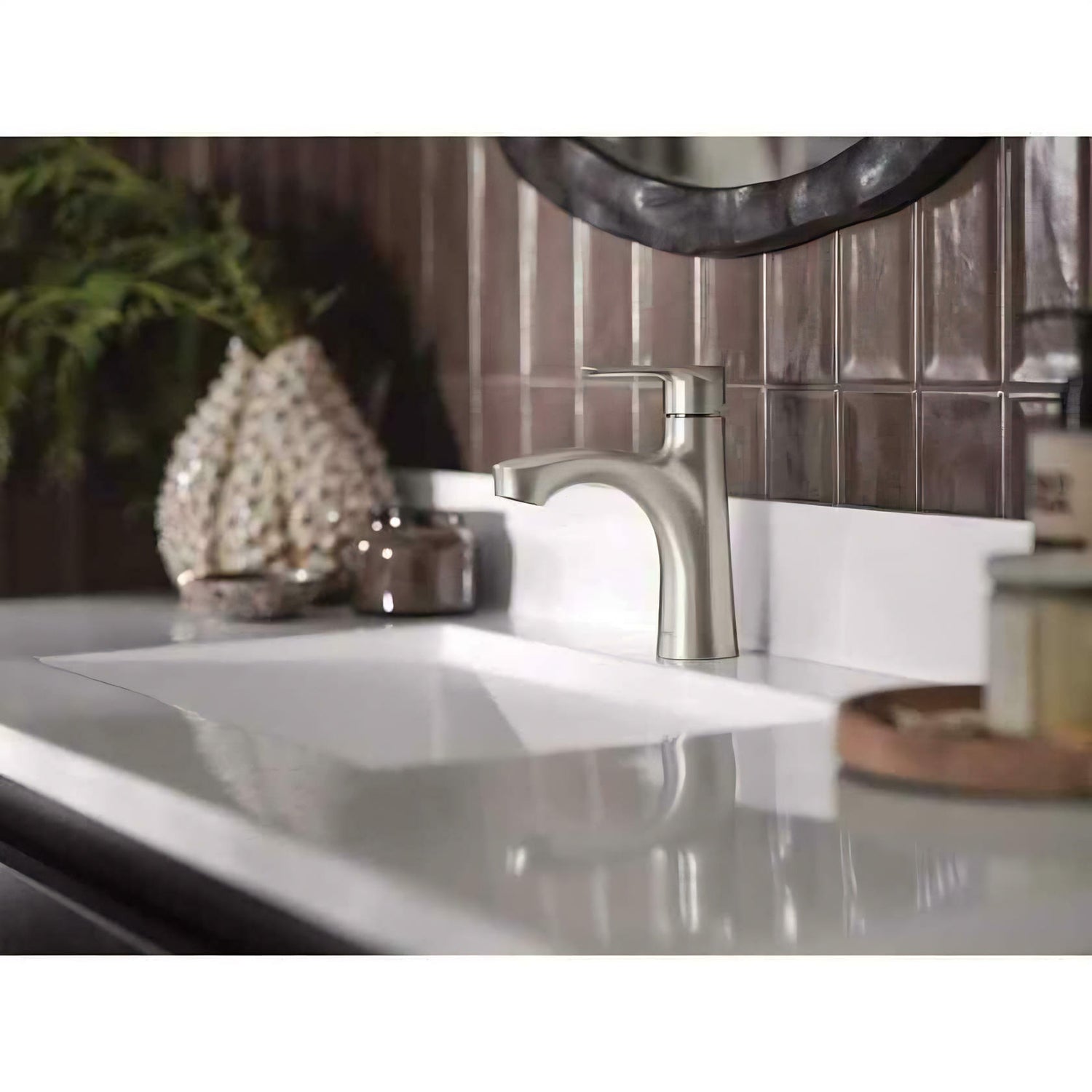 MOEN Findlay 84516SRN Single-Handle Single-Hole Bathroom Faucet in Spot Resist Brushed Nickel
