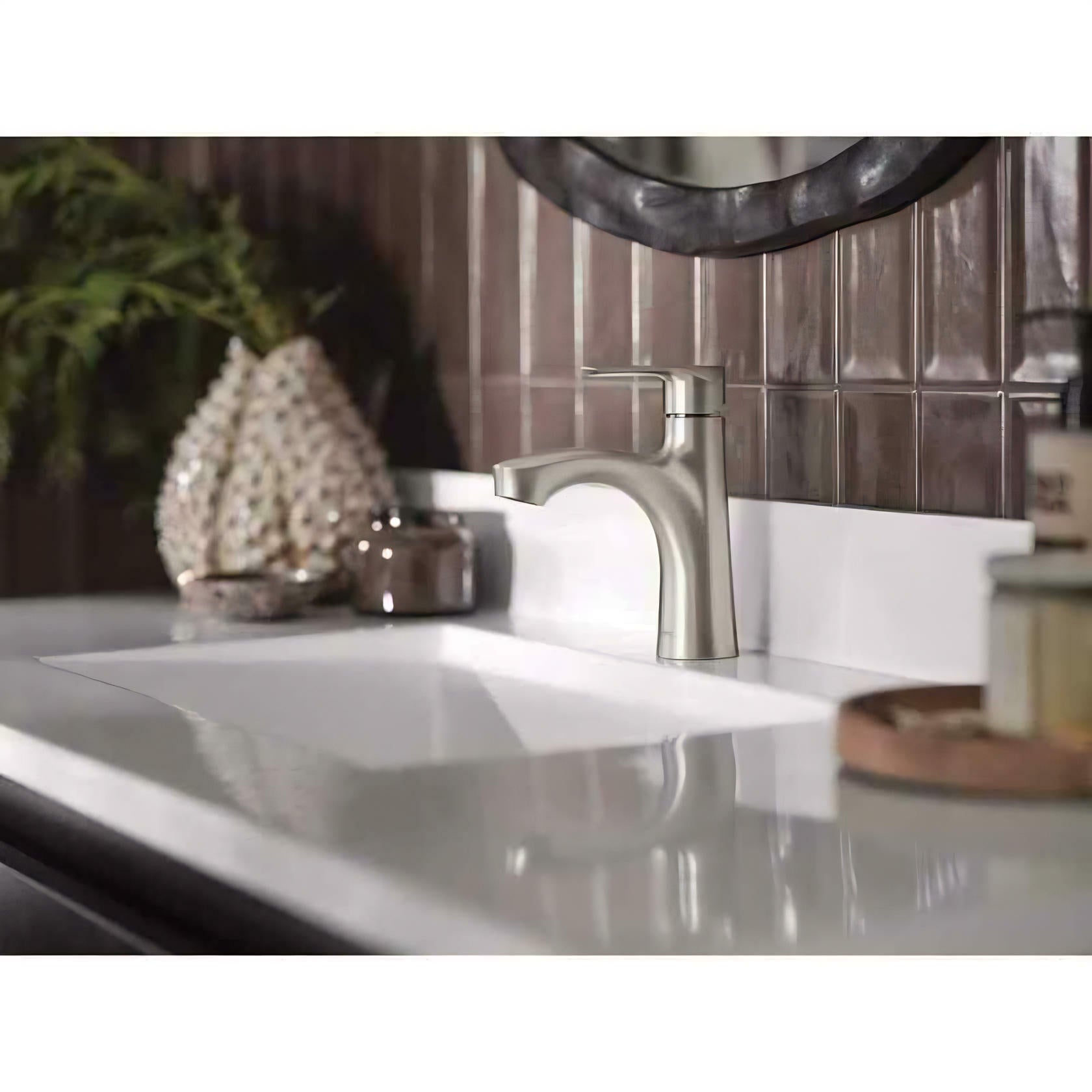MOEN Findlay 84516SRN Single-Handle Single-Hole Bathroom Faucet in Spot Resist Brushed Nickel