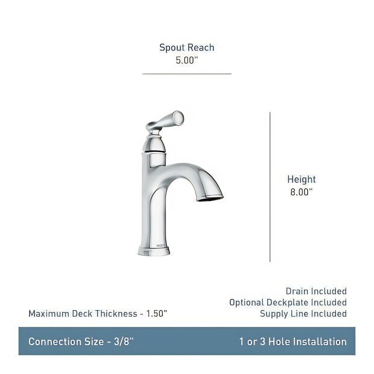 MOEN Banbury 84945SRN Single Handle Single Hole Bathroom Faucet in Spot Resist Brushed Nickel
