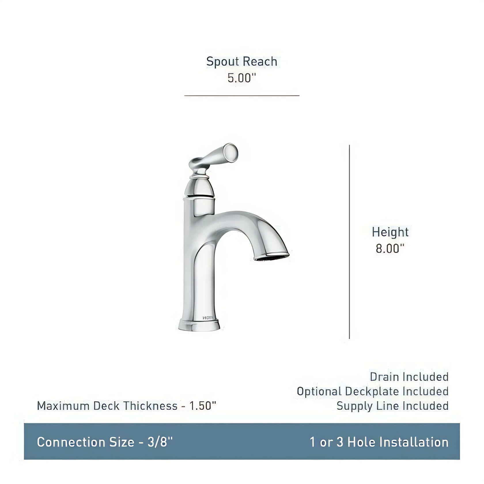 MOEN Banbury 84945SRN Single Handle Single Hole Bathroom Faucet in Spot Resist Brushed Nickel