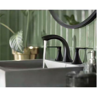MOEN Findlay 84517BL Widespread 2-Handle Bathroom Faucet in Matte Black (Valve Included)