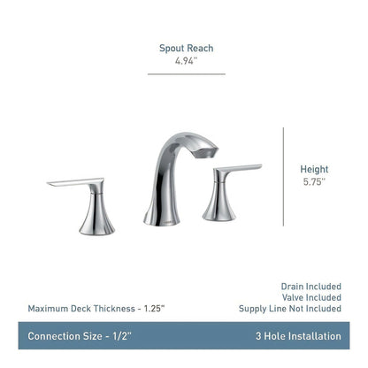 MOEN Findlay 84517 Widespread 2-Handle Bathroom Faucet in Chrome (Valve Included)