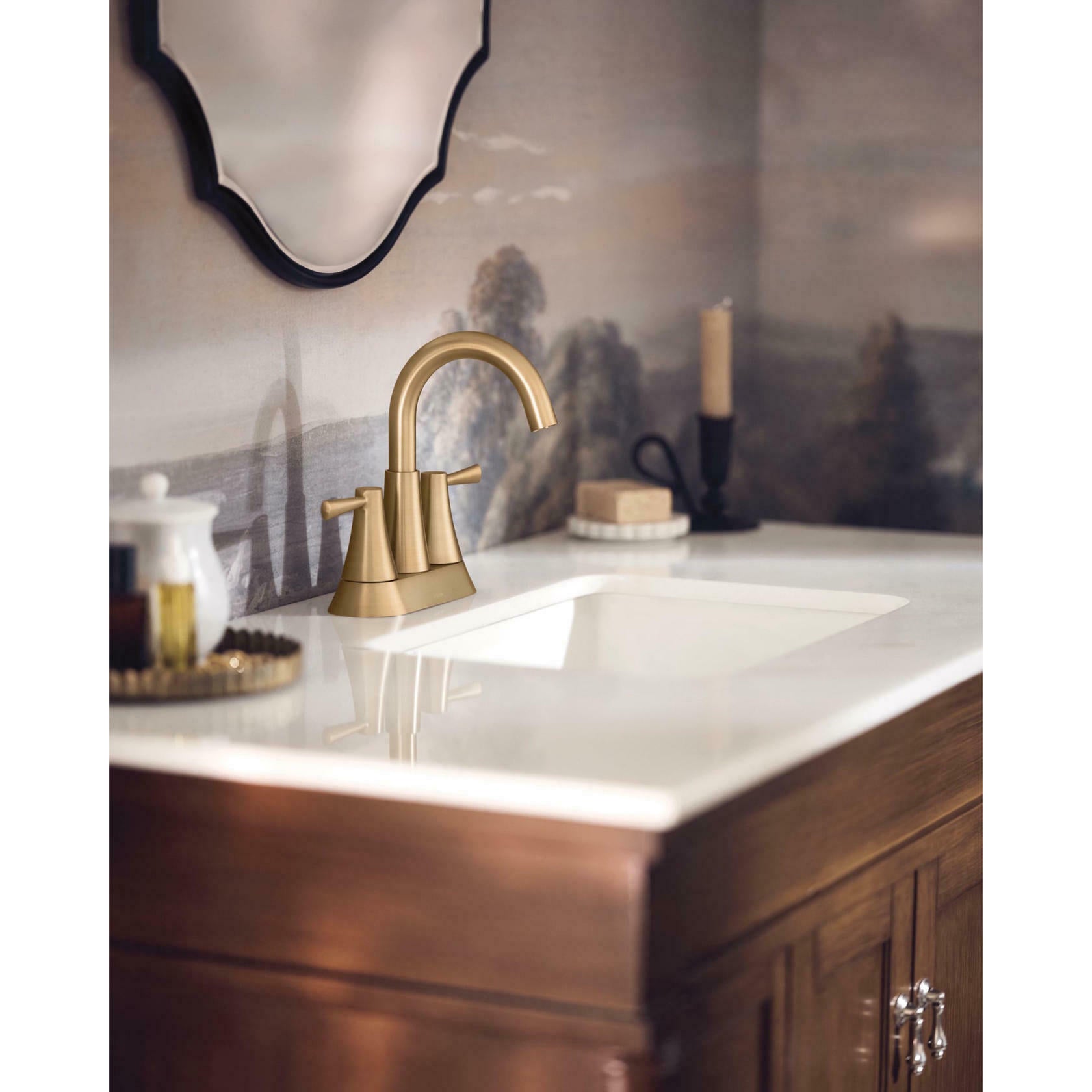MOEN Ronan 84022BZG Centerset 2-Handle Bathroom Faucet in Bronzed Gold