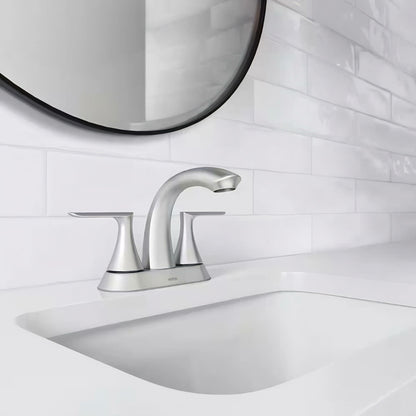 MOEN Findlay 84515SRN Centerset Double-Handle Bathroom Faucet in Spot Resist Brushed Nickel