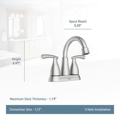 MOEN Essie 84128 Centerset 2-Handle Bathroom Faucet in Chrome