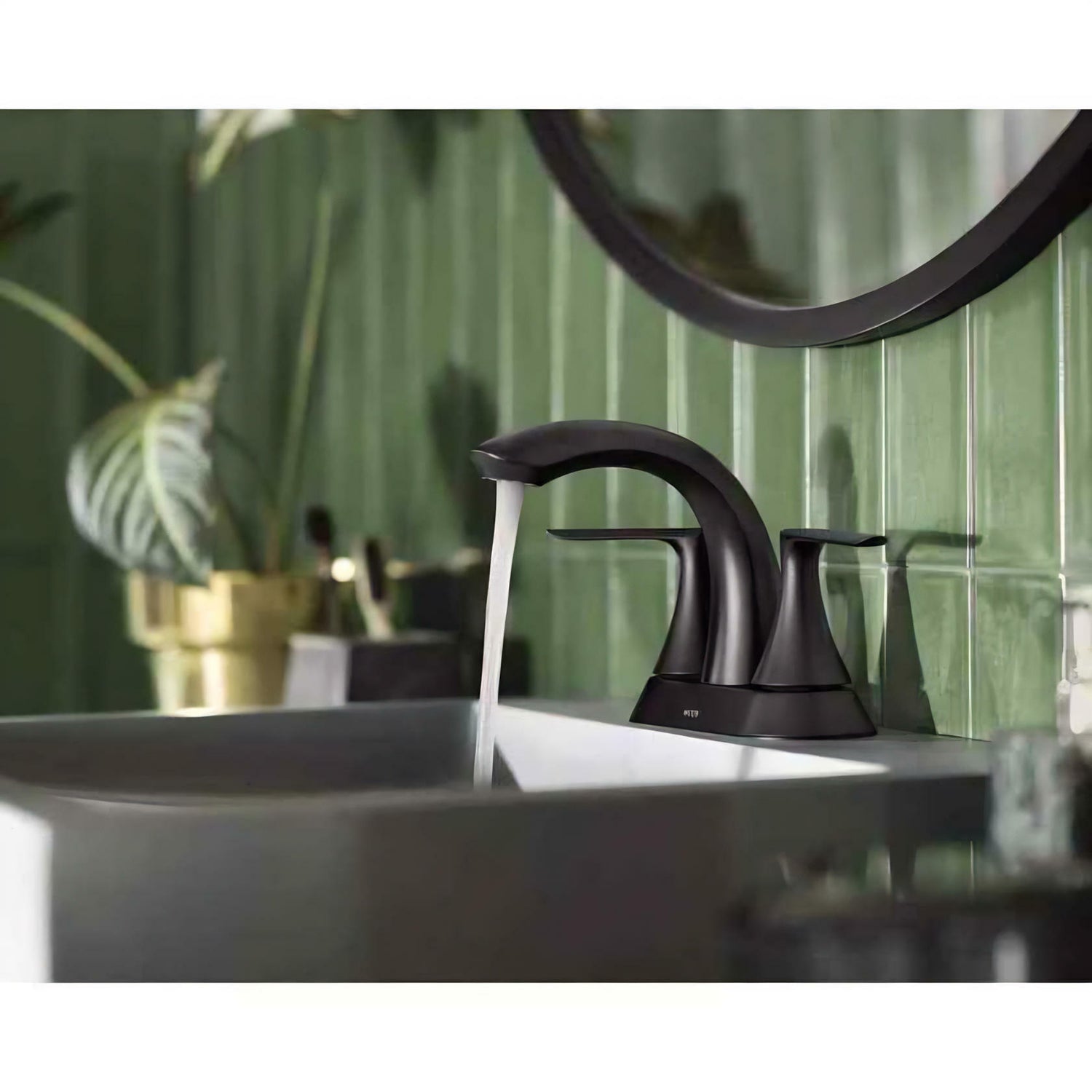 MOEN Findlay 84515BL Centerset Double-Handle Bathroom Faucet in Matte Black