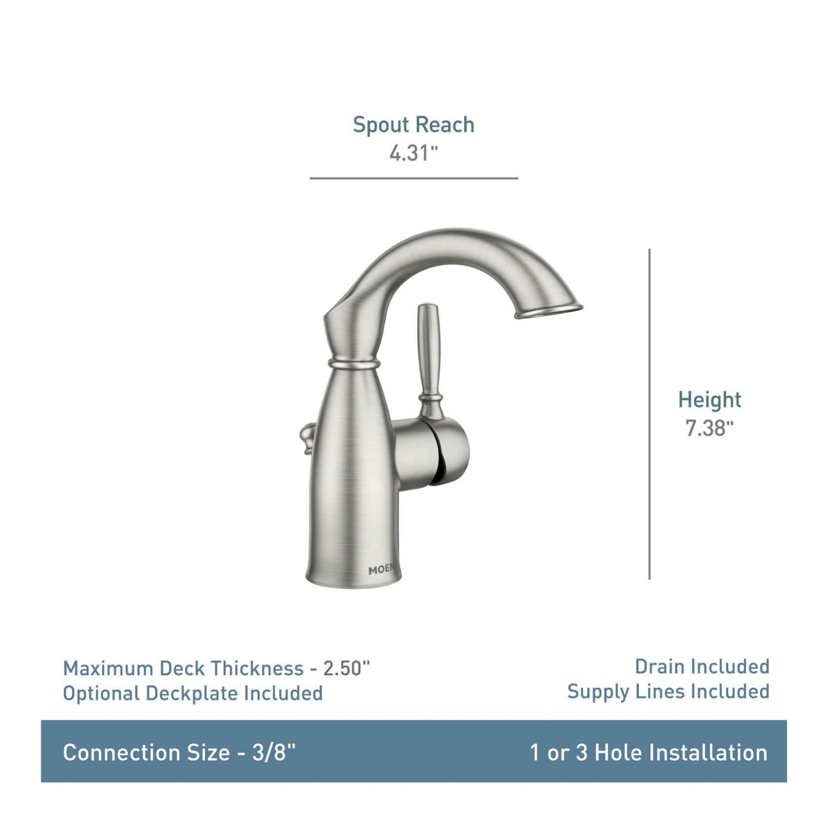 MOEN Sarona 84144BRB Single Hole Single-Handle Bathroom Faucet in Mediterranean Bronze