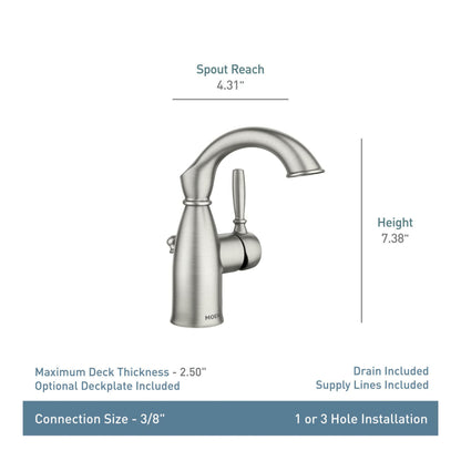 MOEN Sarona 84144BRB Single Hole Single-Handle Bathroom Faucet in Mediterranean Bronze