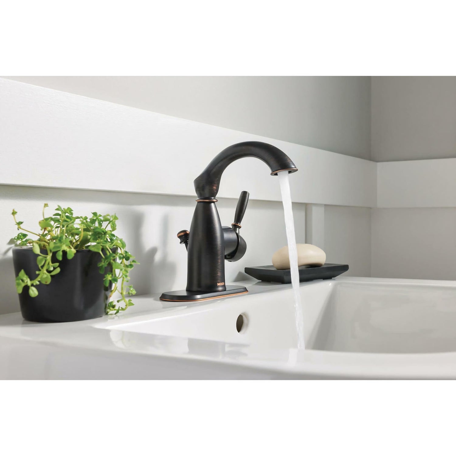 MOEN Sarona 84144BRB Single Hole Single-Handle Bathroom Faucet in Mediterranean Bronze