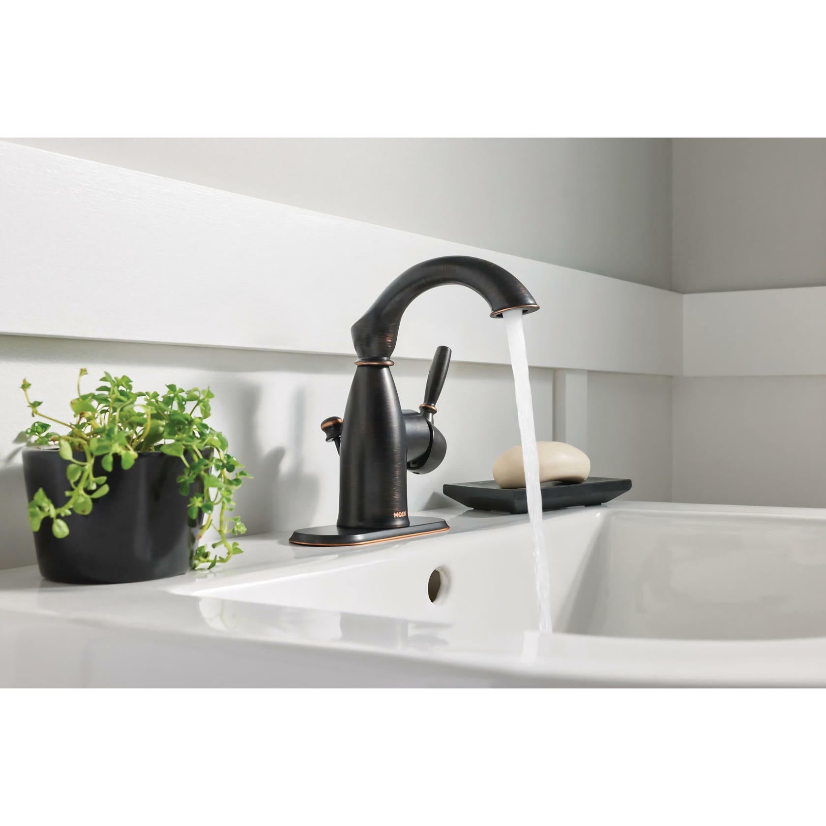 MOEN Sarona 84144BRB Single Hole Single-Handle Bathroom Faucet in Mediterranean Bronze