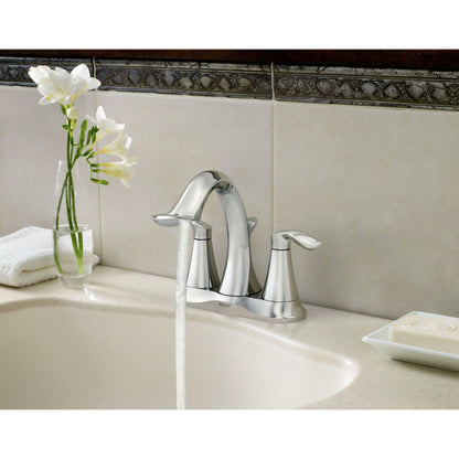 MOEN Eva 6410 Centerset 2-Handle High-Arc Bathroom Faucet in Chrome