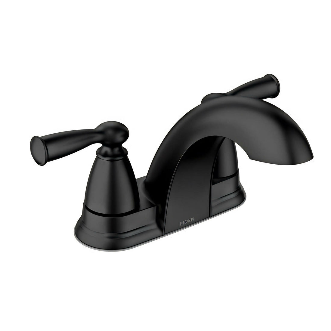 MOEN Banbury 84942BL Centerset Double Handle Low-Arc Bathroom Faucet in Matte Black