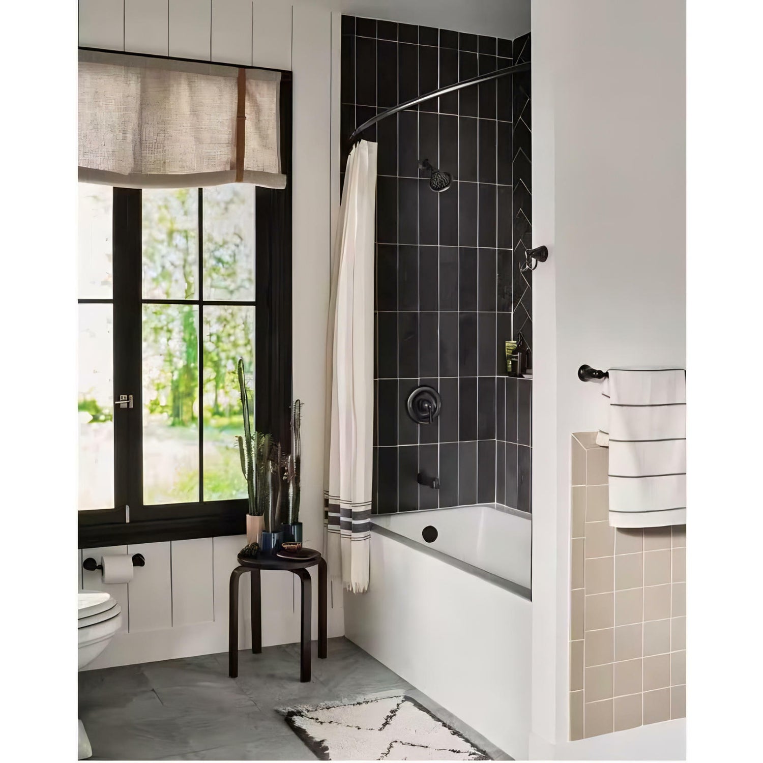 MOEN Banbury 82910BL One Handle 1-Spray Trim Kit Tub and Shower Faucet 1.75 GPM in Matte Black (Valve Included)