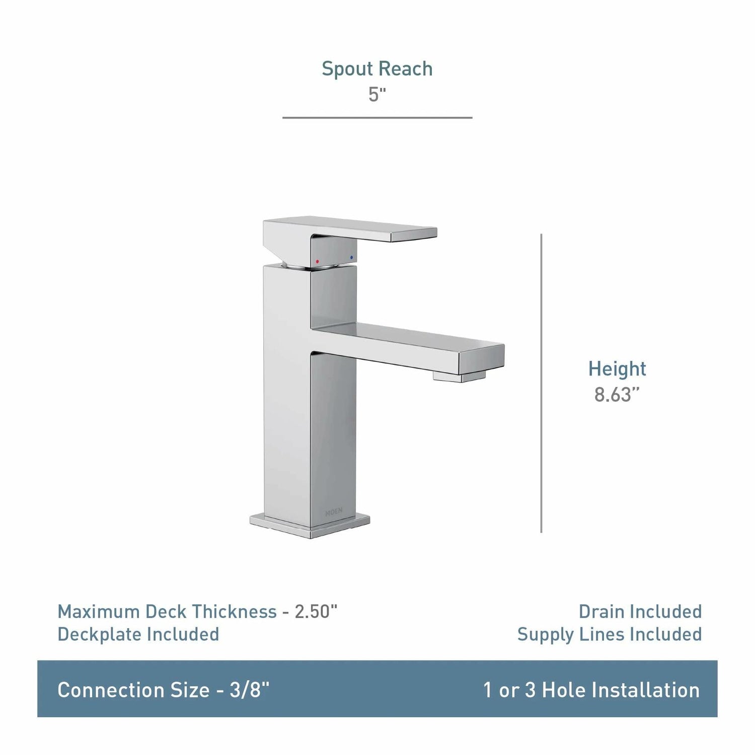 MOEN Revyl 84771BL Single Hole Single Handle Bathroom Faucet in Matte Black