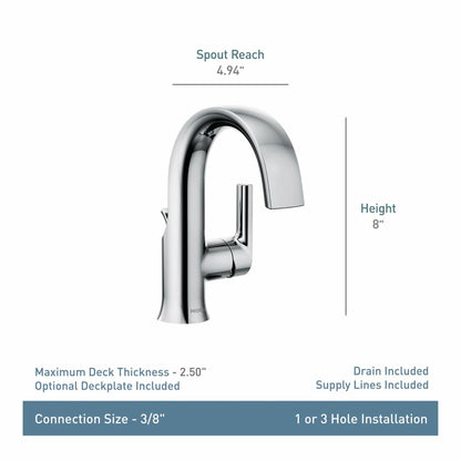 MOEN Doux S6910BL Single Hole Single-Handle Bathroom Faucet in Matte Black