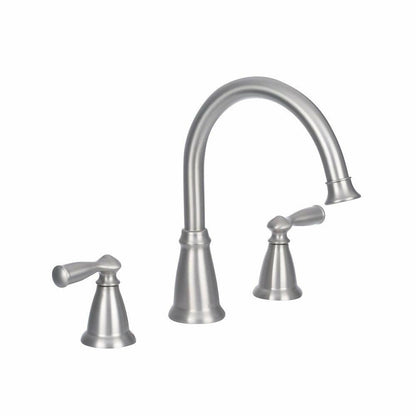 MOEN Banbury 86924SRN 2-Handle Deck-Mount High Arc Roman Tub Faucet in Spot Resist Brushed Nickel (Valve Included).