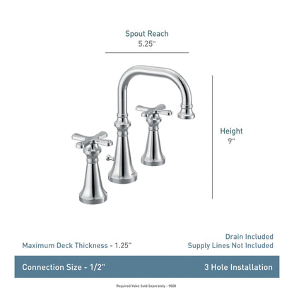 MOEN Colinet TS44103BG Traditional Widespread Double Handle Bathroom Faucet in Brushed Gold (Valve Not Included)
