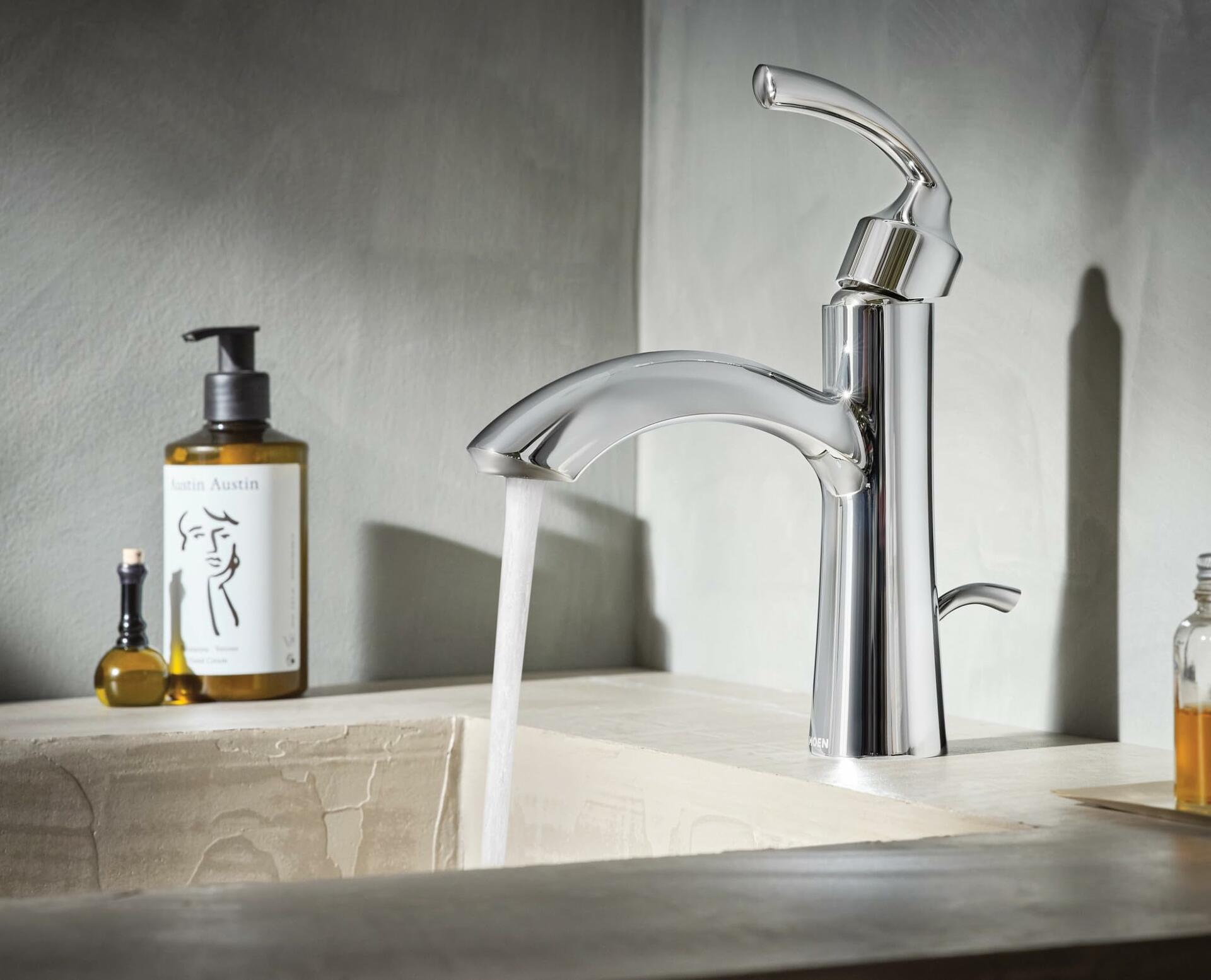 MOEN Glyde 6170 Single-Handle Single Hole Bathroom Faucet in Chrome (Drain Included)