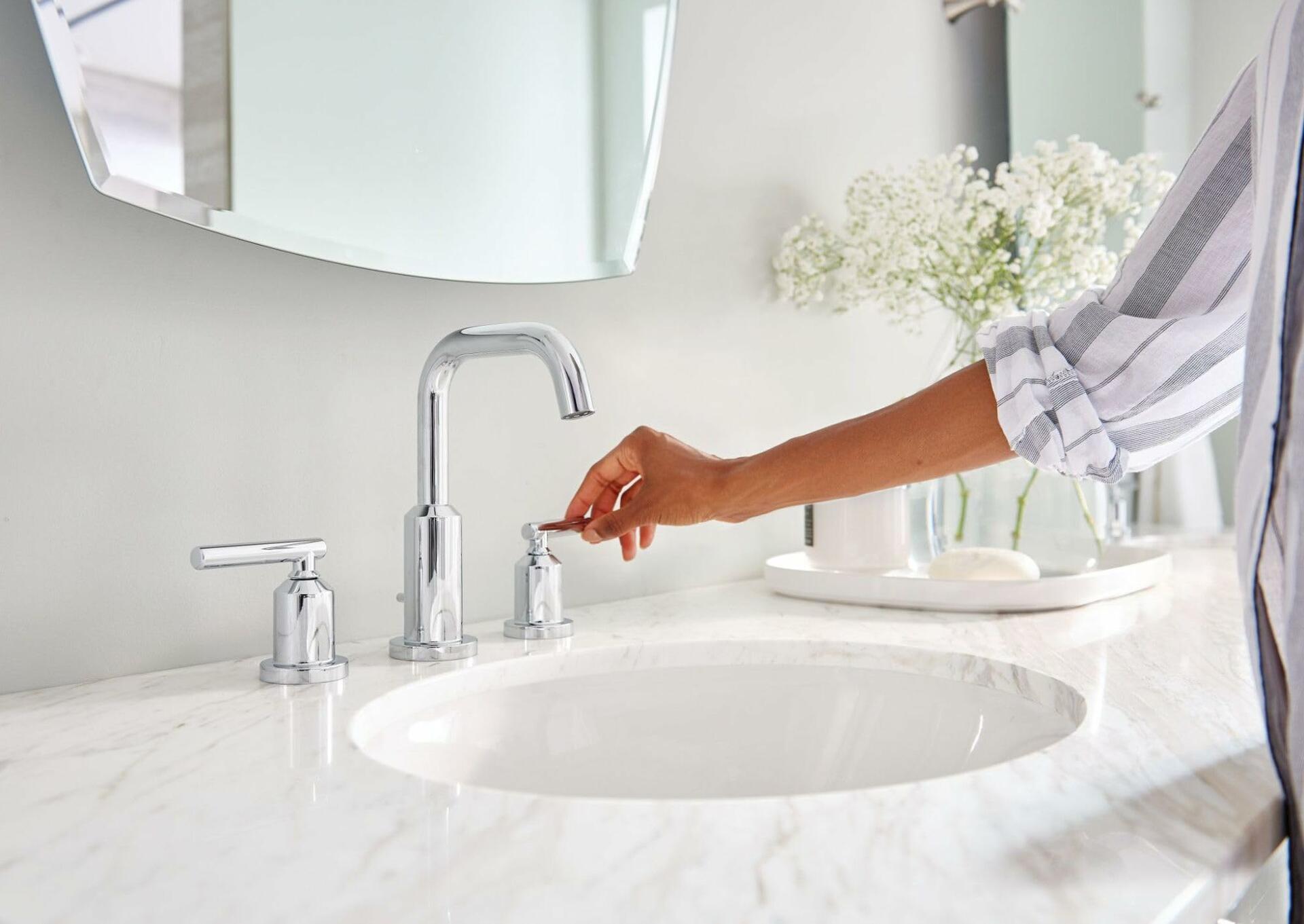 Moen Gibson TV6142 Two-Handle High Arc Widespread Bathroom Sink Faucet in Chrome  (Valve Included)