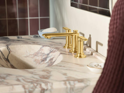 MOEN Greenfield TV6507BG Widespread Double Handle Bathroom Faucet in Brushed Gold (Valve Included)