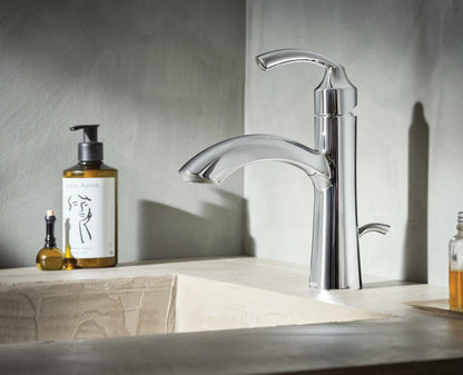 MOEN Glyde 6170 Single-Handle Single Hole Bathroom Faucet in Chrome (Drain Included)
