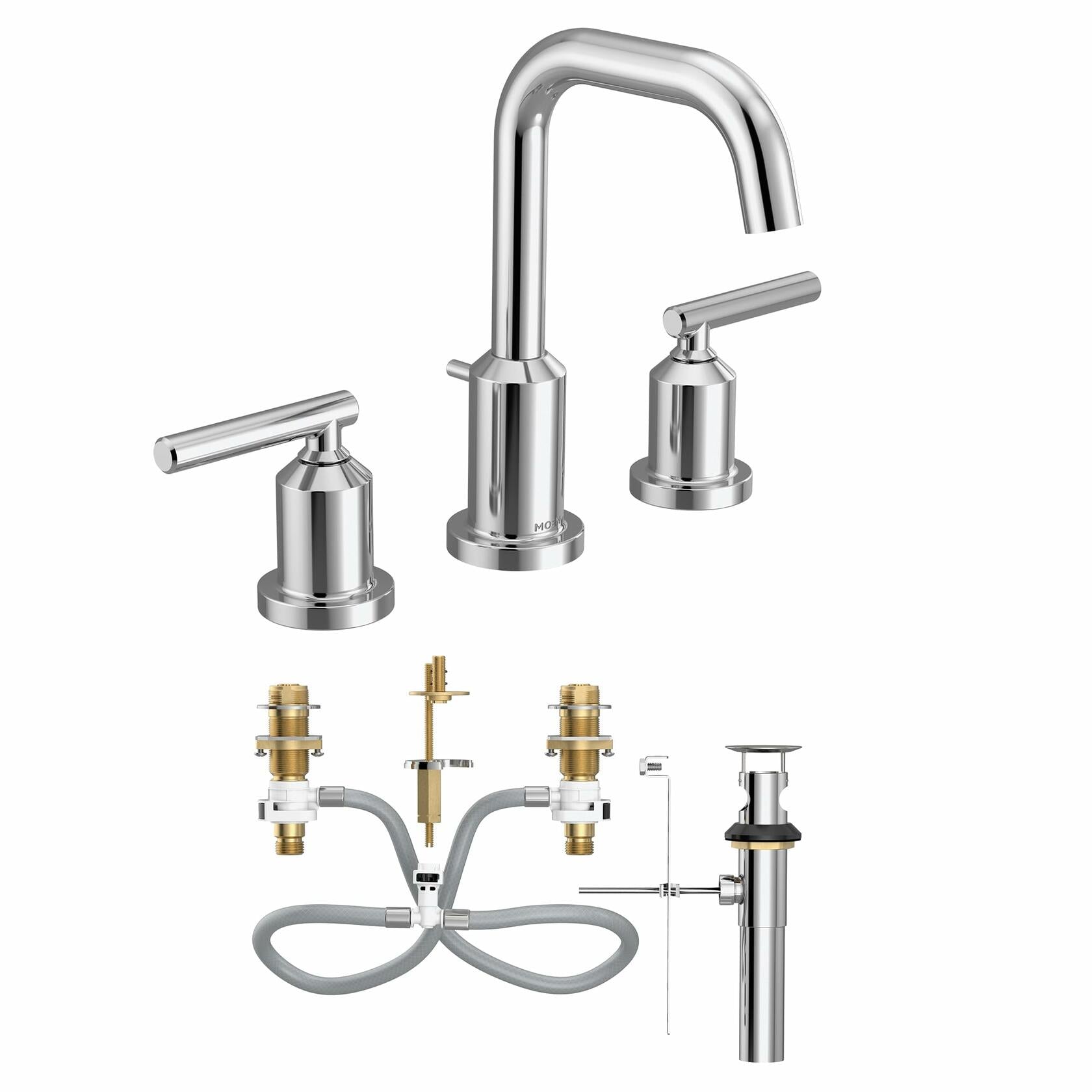 Moen Gibson TV6142 Two-Handle High Arc Widespread Bathroom Sink Faucet in Chrome  (Valve Included)