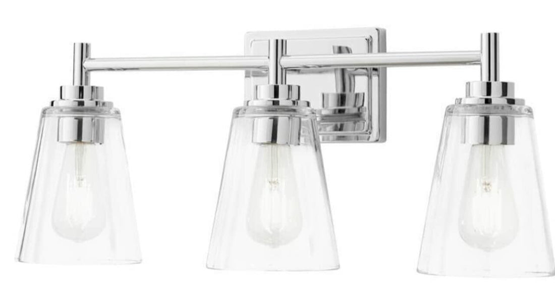 Wakefield 22 in. 3-Light Chrome Modern Wall Mount Sconce Light with Clear Glass Shades - Like New