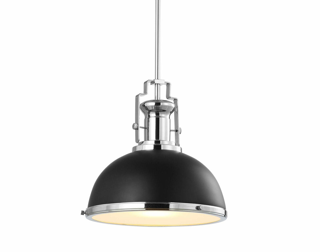 JONATHAN Y JYL9536B Homer 13" Adjustable Iron/Glass Vintage LED Kitchen Pendant for Living Room Bedroom, Classic Cottage, Black/Chrome