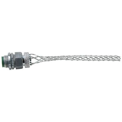 Legrand Pass &amp; Seymour BOX30 Flexcor Wire Mesh Grip, Wide Range, Straight Male, Dust Tight, 1/2" NPT, 0.300"-0.430" Cable Grip Range, Silver (1 Count)