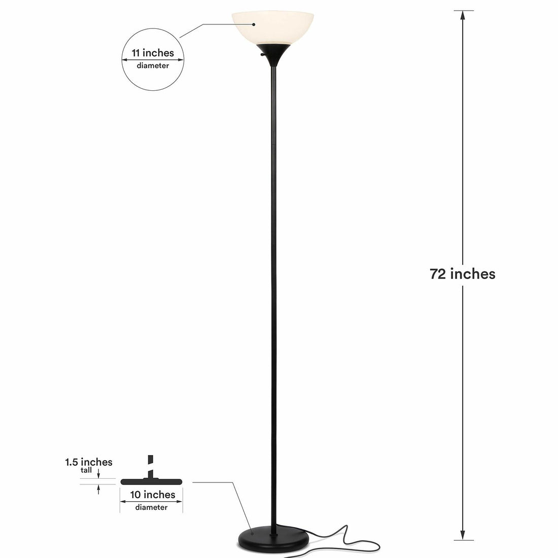 Brightech Sky Dome Dimmable LED Floor Lamp, Torchiere Floor Lamp for Living Rooms &amp; Offices – Tall Standing Lamp for Reading &amp; Hobbies – Jet Black - Like New