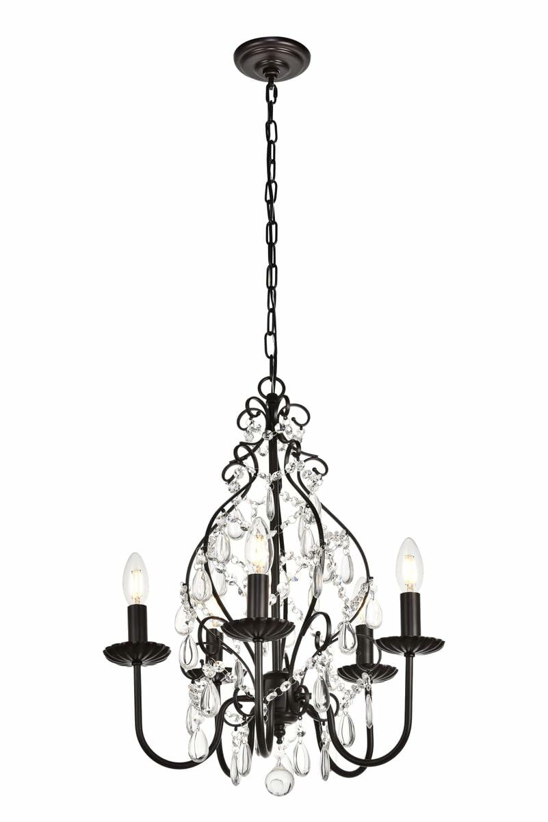 Elegant Lighting Living District Blaise 5-Light Transitional Metal Pendant in Oil Rubbed Bronze - Like New